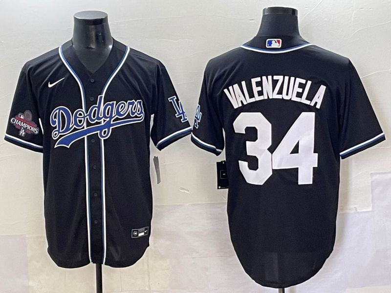 Men 2025 Los Angeles Dodgers 34 Valenzuela Black Three generations Fashion Nike MLB Jersey style 7046